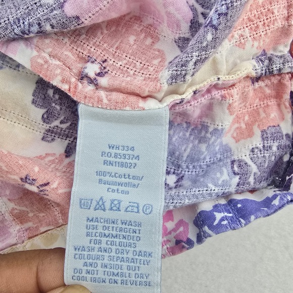 Boden Floral Print Dress Pink Purple‎ Blue Short Sleeve Cotton Blend Size 14 - Picture 5 of 9